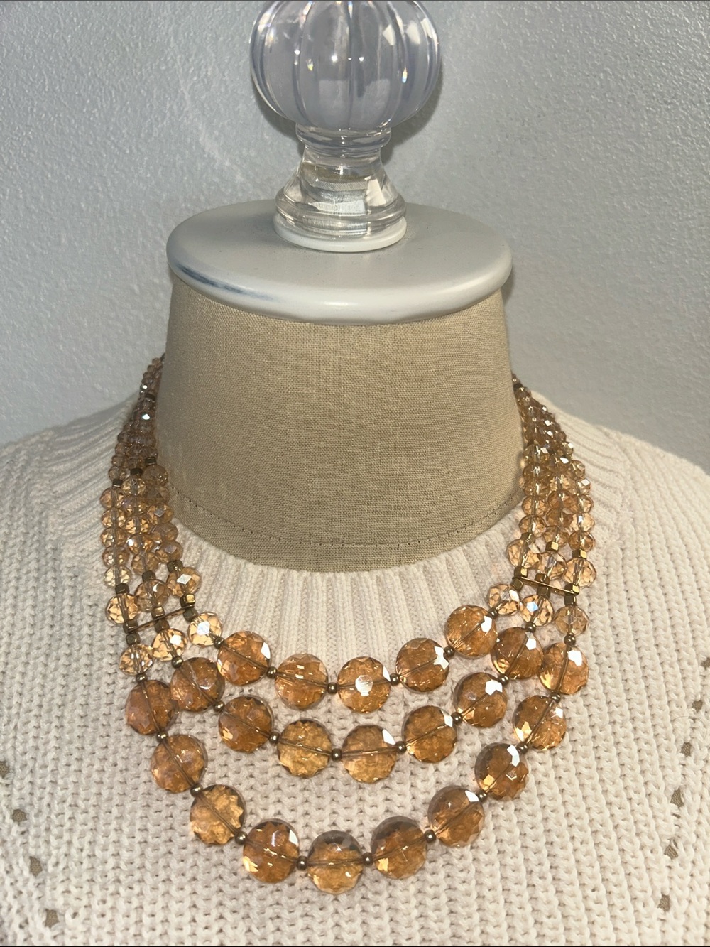Amber Multi-Strand Crystal Necklace - Women Jewelry